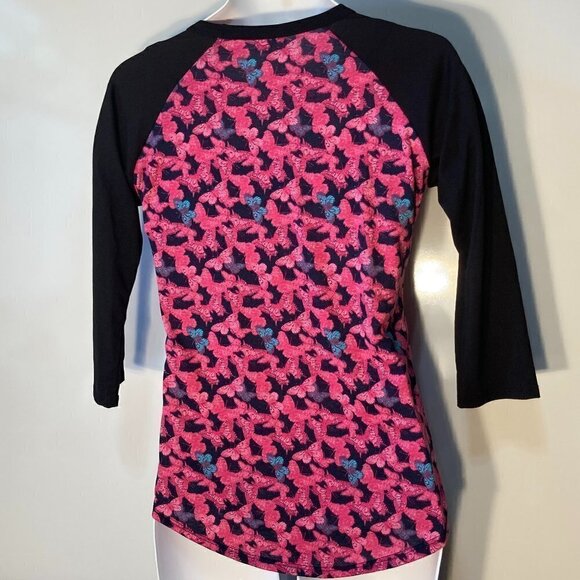 LulaRoe SZ XS - (2) NWOT Comfy Longline raglan sleeve t-shirts bright printed - Picture 3 of 11